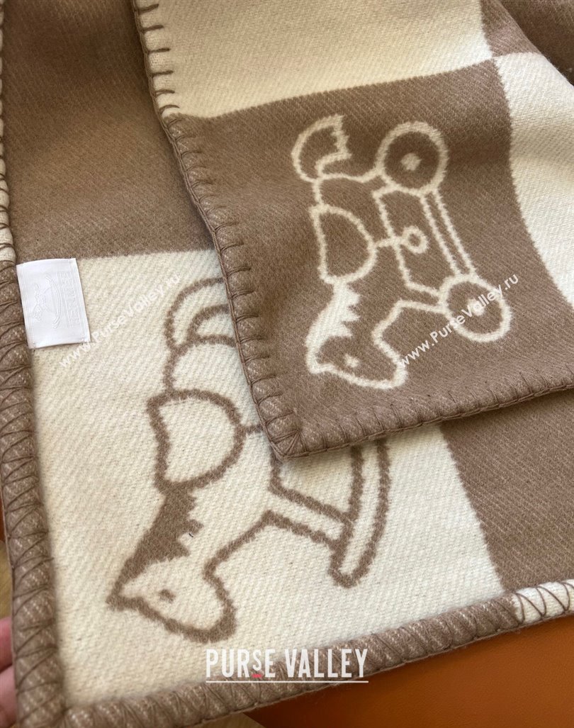 Hermes Wool Baby Blanket 100x140cm Brown 2024 0913 (A-240913016)