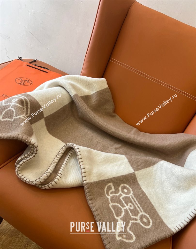 Hermes Wool Baby Blanket 100x140cm Brown 2024 0913 (A-240913016)