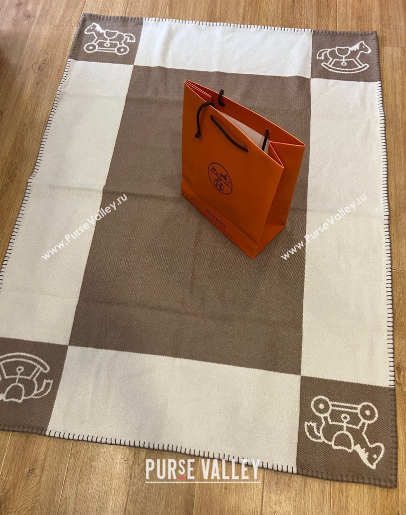 Hermes Wool Baby Blanket 100x140cm Brown 2024 0913 (A-240913016)