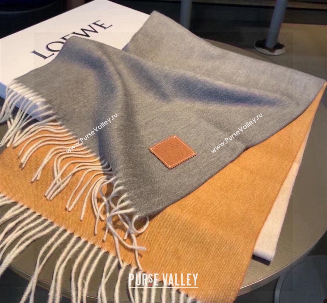 Loewe Logo Patch Cashmere Long Scarf 32x190cm Grey 2024 0912 (XMN-240912099)