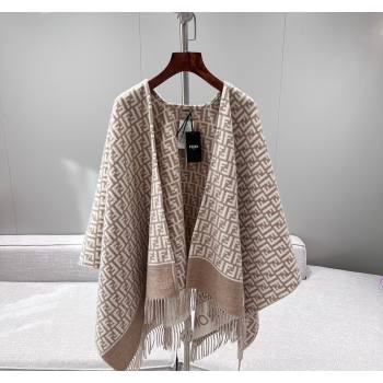 Fendi Wool Cashmere Cape 135x135cm Beige 2024 0913 (A-240913033)