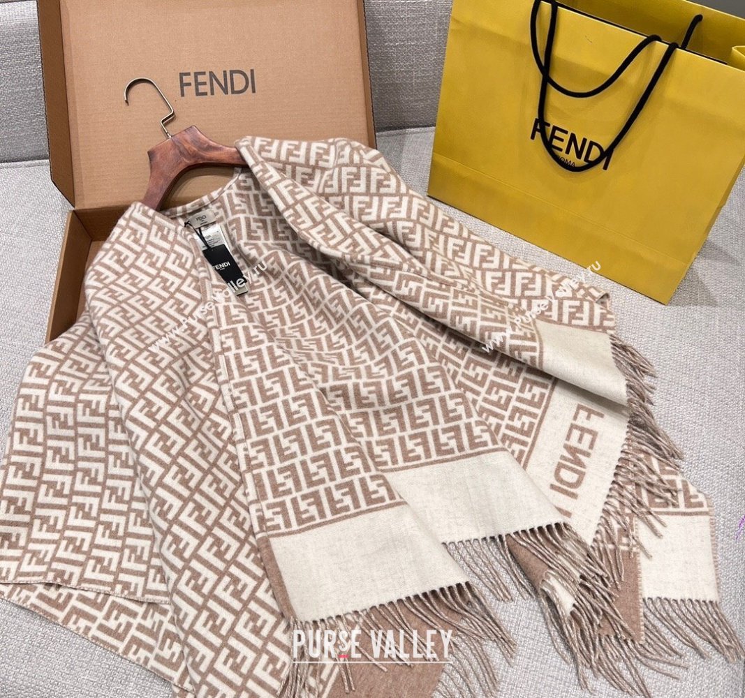 Fendi Wool Cashmere Cape 135x135cm Beige 2024 0913 (A-240913033)