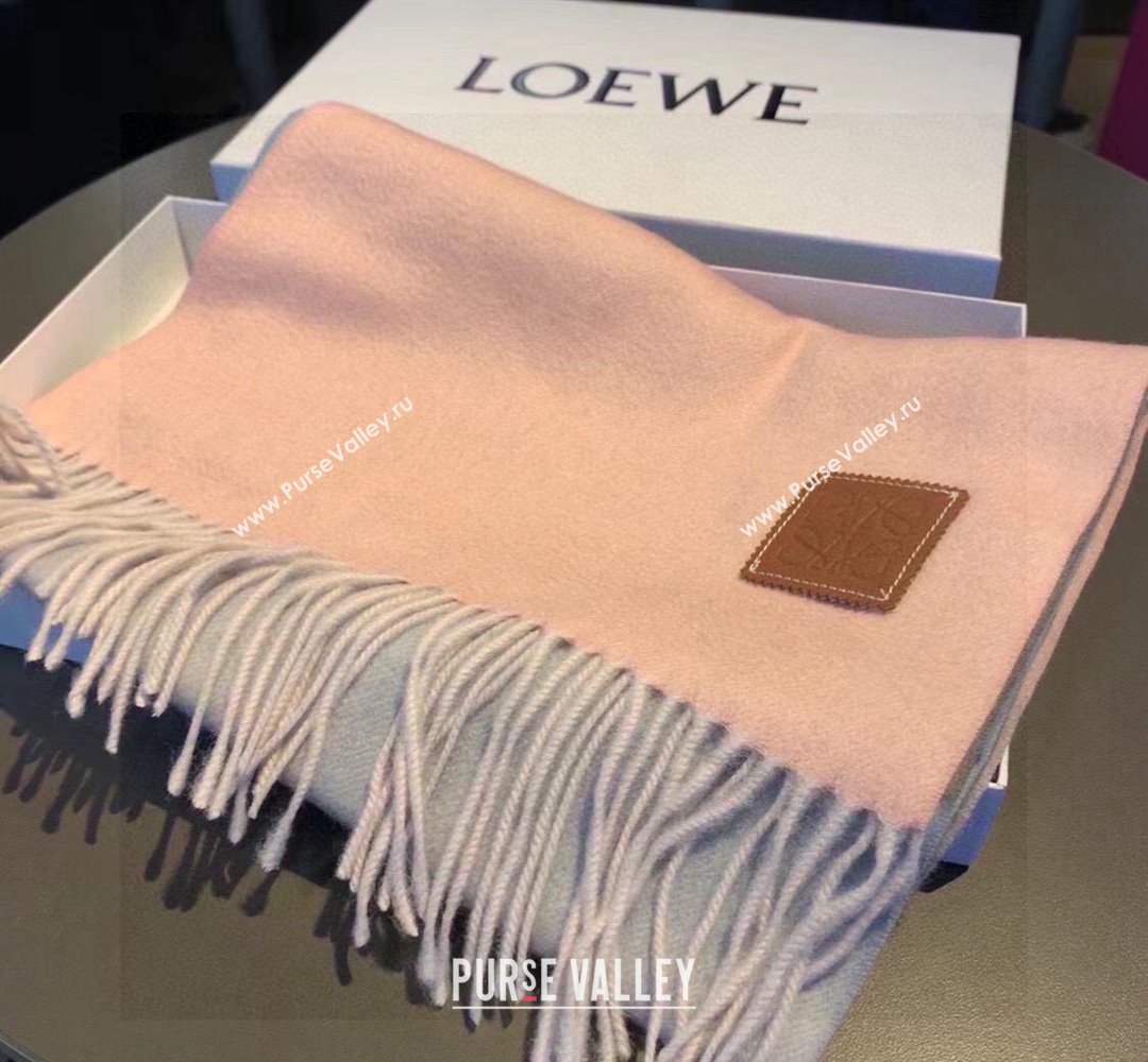 Loewe Logo Patch Cashmere Long Scarf 32x190cm Pink 2024 0912 (XMN-240912100)