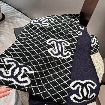 Chanel CC Knit Cashmere Long Scarf 35x180cm Navy Blue 2024 CH102116 (A-241021067)