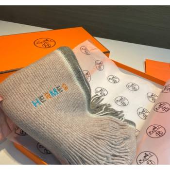 Hermes Cashmere Knit Long Scarf 30x180cm Beige 2024 1021005 (A-241021015)