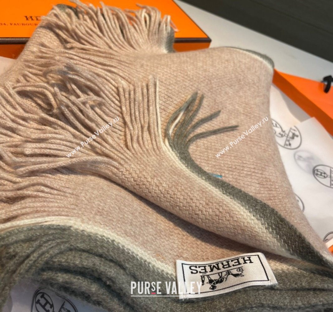 Hermes Cashmere Knit Long Scarf 30x180cm Beige 2024 1021005 (A-241021015)