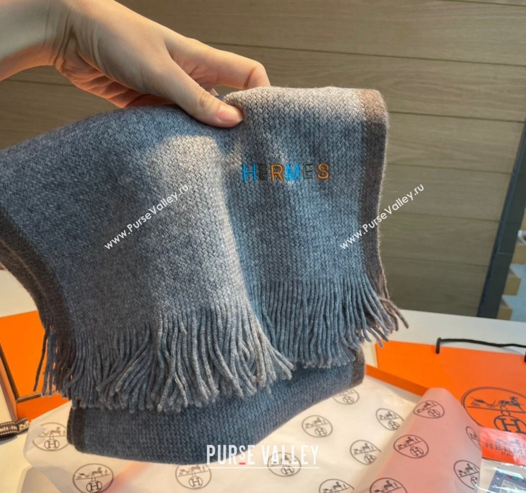 Hermes Cashmere Knit Long Scarf 30x180cm Grey2 2024 1021005 (A-241021017)