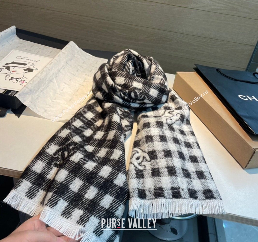 Chanel Check Cashmere Wool Long Scarf 60x190cm 2024 CH102107 (XMN-241021022)