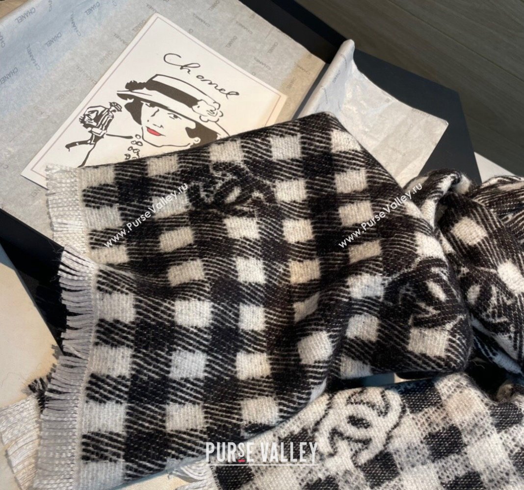 Chanel Check Cashmere Wool Long Scarf 60x190cm 2024 CH102107 (XMN-241021022)