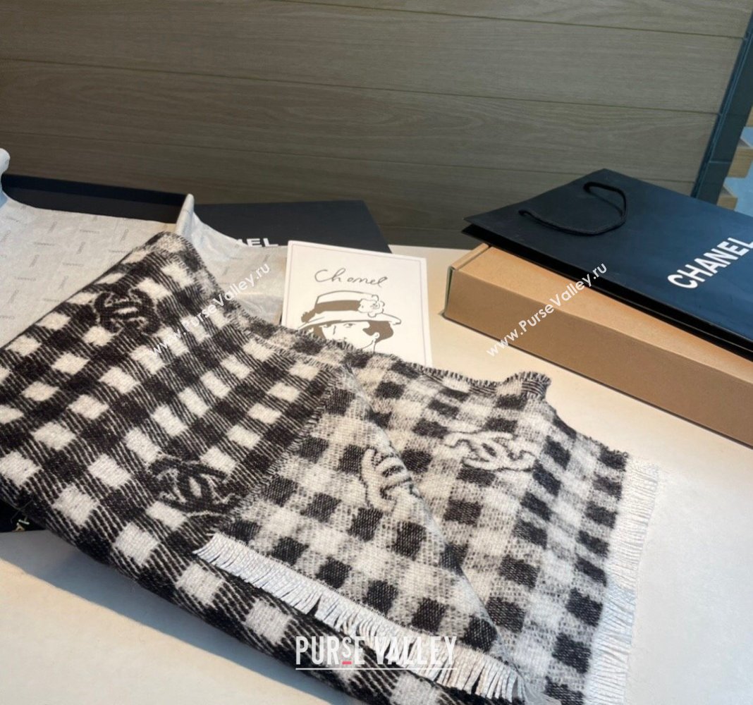 Chanel Check Cashmere Wool Long Scarf 60x190cm 2024 CH102107 (XMN-241021022)