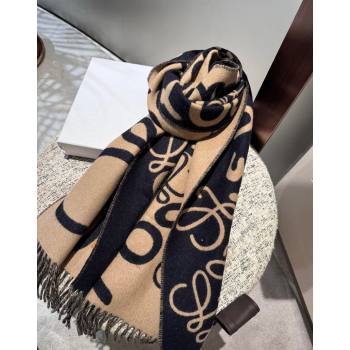 Loewe Anagram Wool Cashmere Long Scarf 30x180cm Black/Brown 2024 LW102103 (A-241021089)