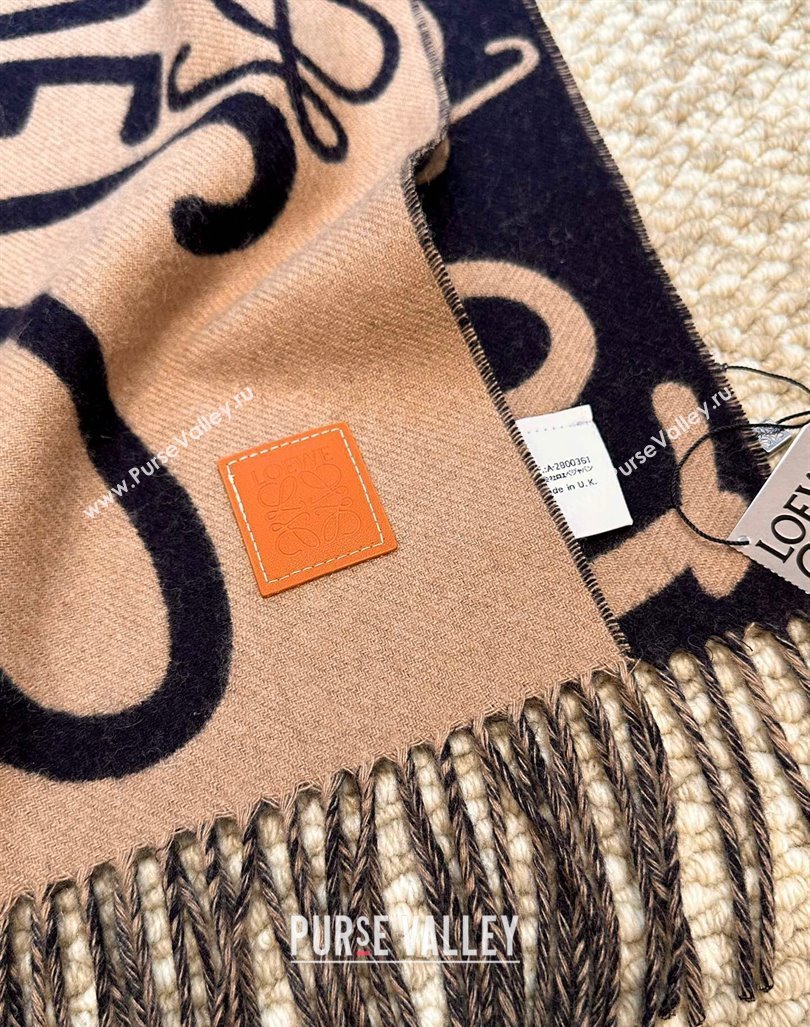 Loewe Anagram Wool Cashmere Long Scarf 30x180cm Blue/Brown 2024 LW102103 (A-241021090)