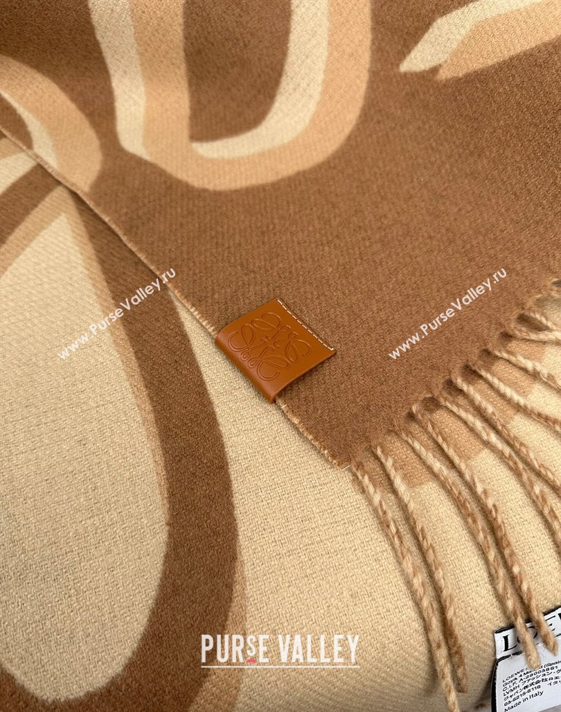 Loewe Maxi-Anagram Wool Cashmere Long Scarf 27x190cm Brown 2024 LW102102 (A-241021087)