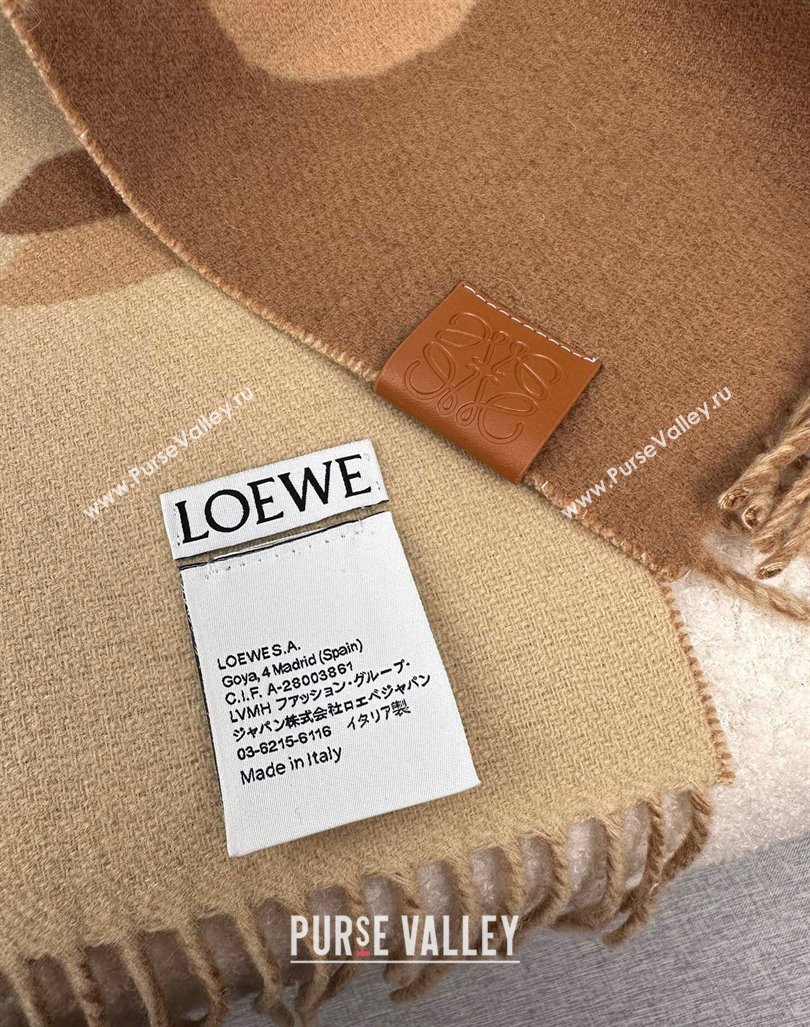 Loewe Maxi-Anagram Wool Cashmere Long Scarf 27x190cm Brown 2024 LW102102 (A-241021087)