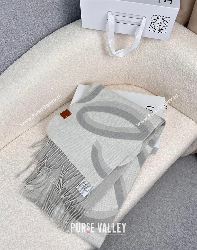 Loewe Maxi-Anagram Wool Cashmere Long Scarf 27x190cm Grey 2024 LW102102 (A-241021086)