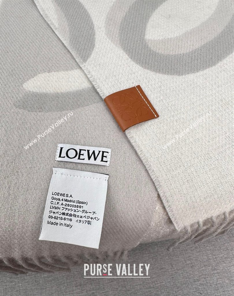 Loewe Maxi-Anagram Wool Cashmere Long Scarf 27x190cm Grey 2024 LW102102 (A-241021086)