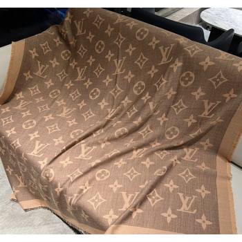 Louis Vuitton Monogram XL Cashmere Silk Shawl 140cm Brown 2024 LV102101 (A-241021091)