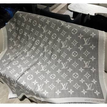 Louis Vuitton Monogram XL Cashmere Silk Shawl 140cm Grey 2024 LV102101 (A-241021092)