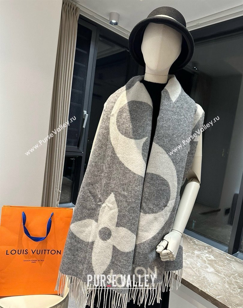 Louis Vuitton The Ultimate Cashmere Long Scarf 70x185cm Grey 2024 LV102102 (A-241021094)