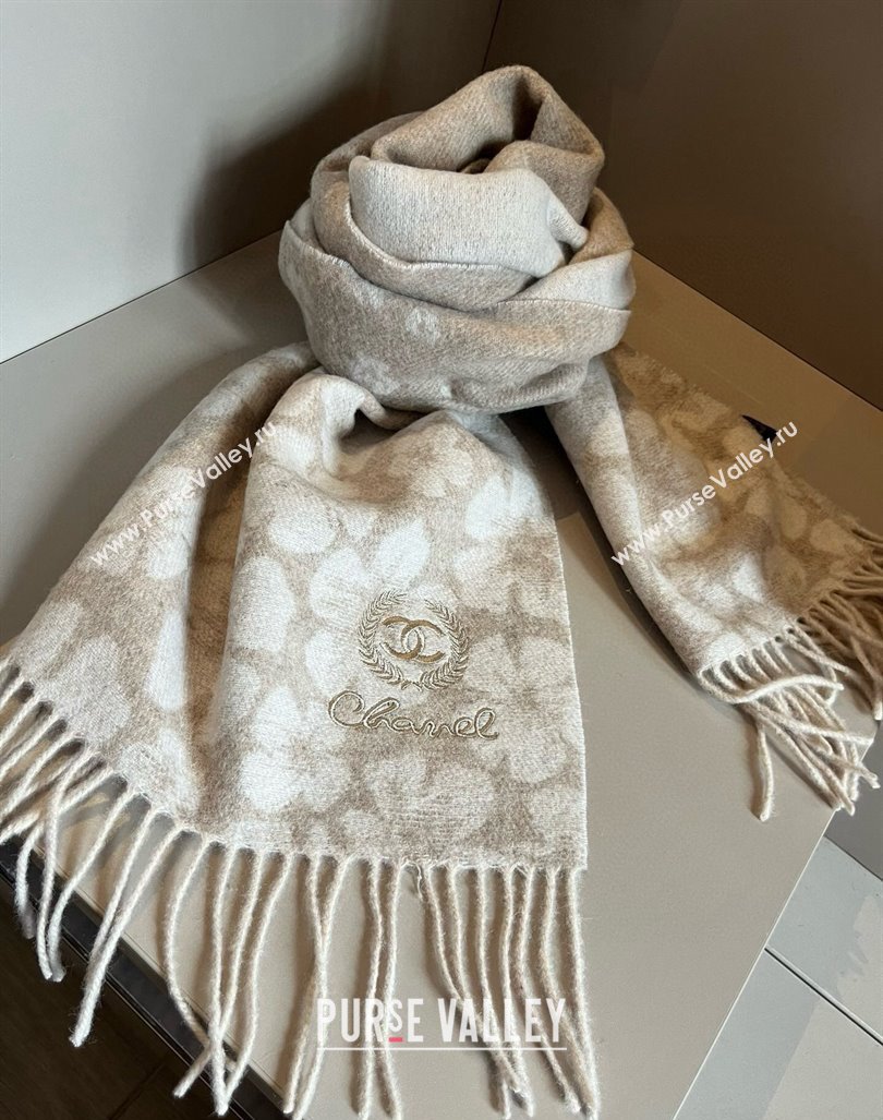 Chanel Bloom Cashmere Long Scarf 32x180cm Beige 2024 CH102108 (XMN-241021026)