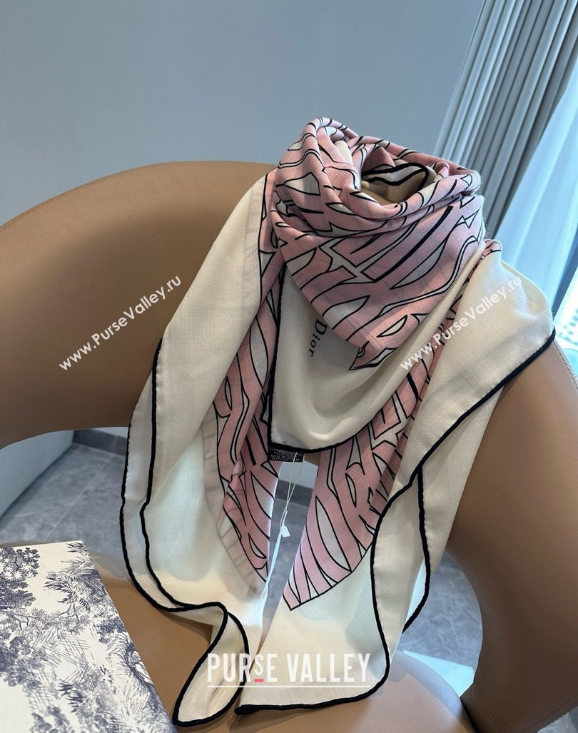 Dior Miss Dior Cashmere Silk Shawl Scarf 140cm Pink 2024 (XMN-241021110)