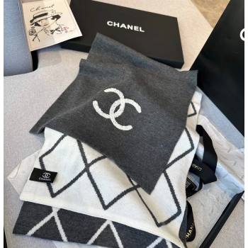 Chanel Chevron Cashmere Long Scarf 30x180cm Grey 2024 CH102109 (XMN-241021029)