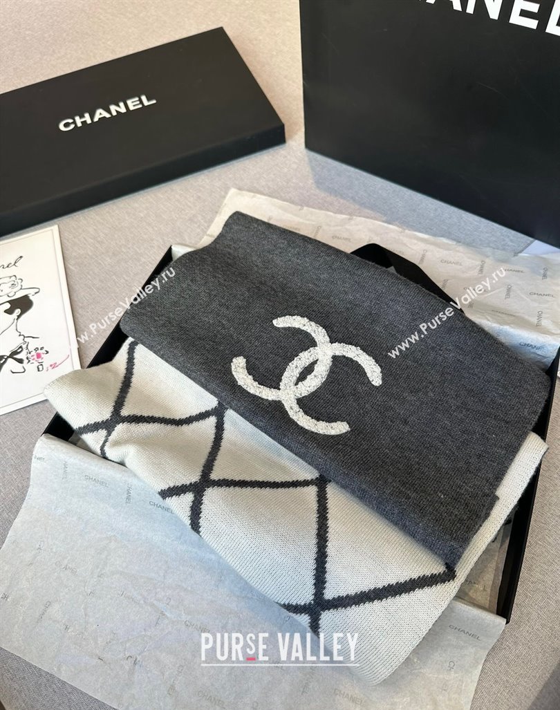 Chanel Chevron Cashmere Long Scarf 30x180cm Grey 2024 CH102109 (XMN-241021029)