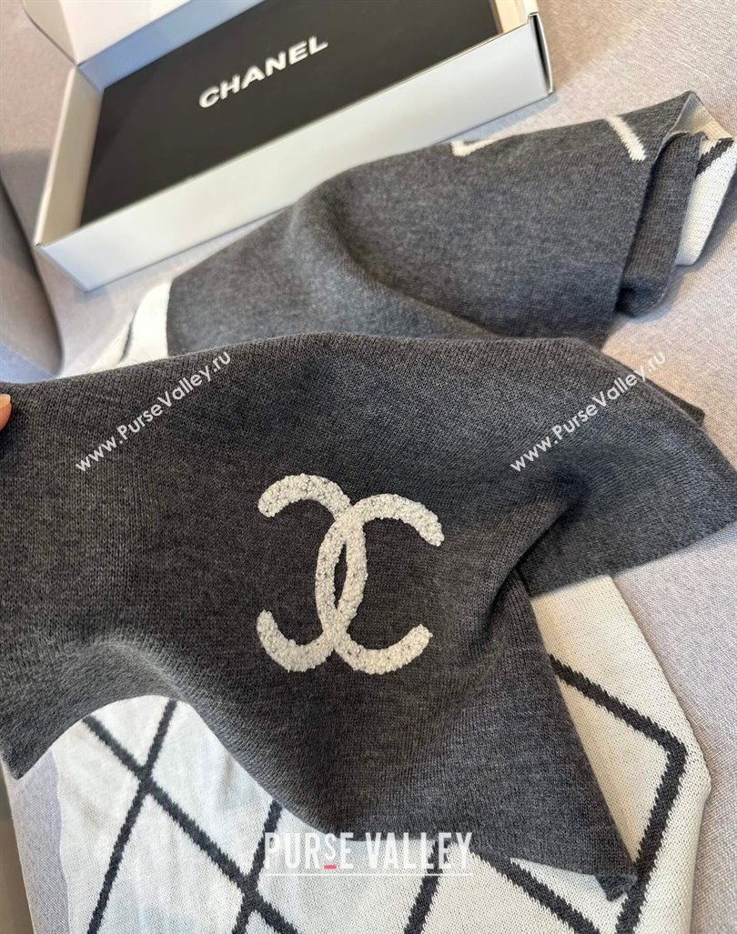 Chanel Chevron Cashmere Long Scarf 30x180cm Grey 2024 CH102109 (XMN-241021029)