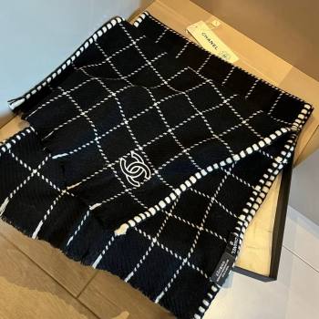 Chanel Check Cashmere Long Scarf 38x185cm Black 2024 CH102106 (XMN-241021018)