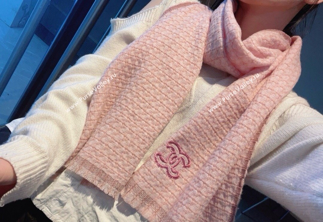 Chanel Cashmere Long Scarf 30x190cm Pink 2024 CH102110 (XMN-241021032)