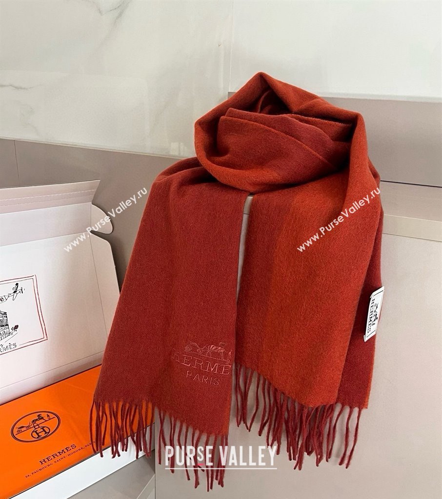 Hermes Cashmere Long Scarf 30x180cm Red 2024 1021001 (XMN-241021001)