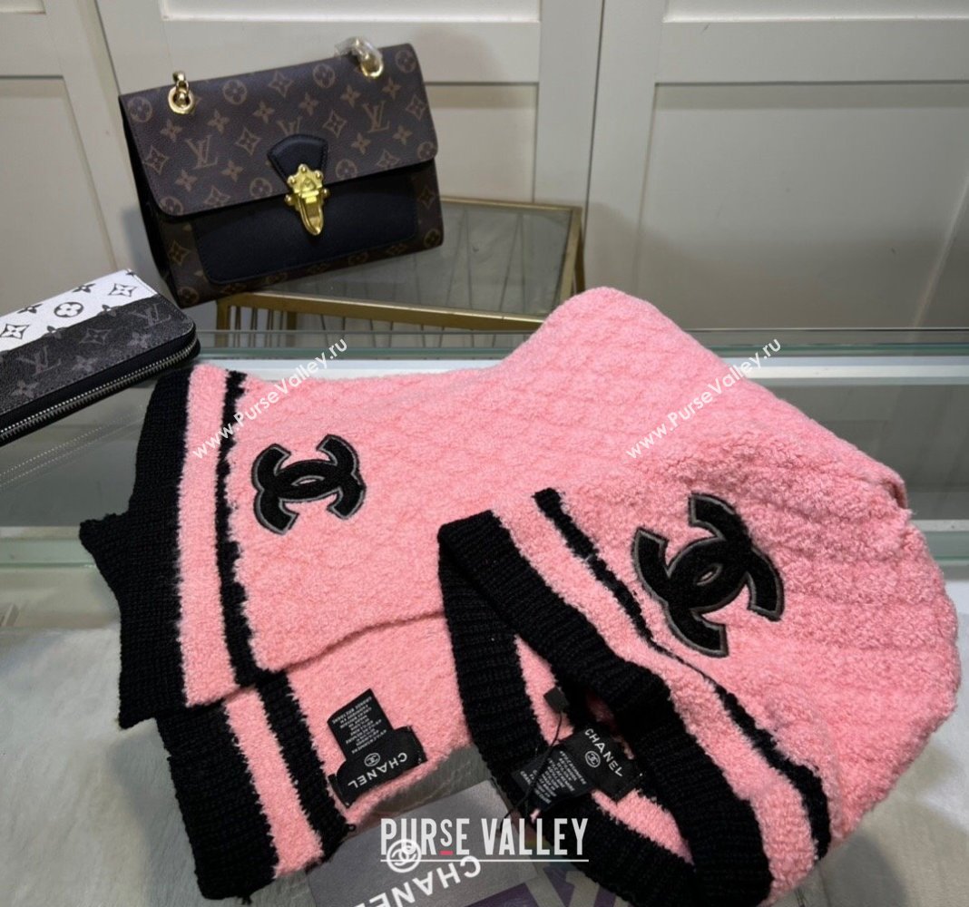 Chanel Long Scarf and Hat Set Pink 2024 CH102113 (MAO-241021042)