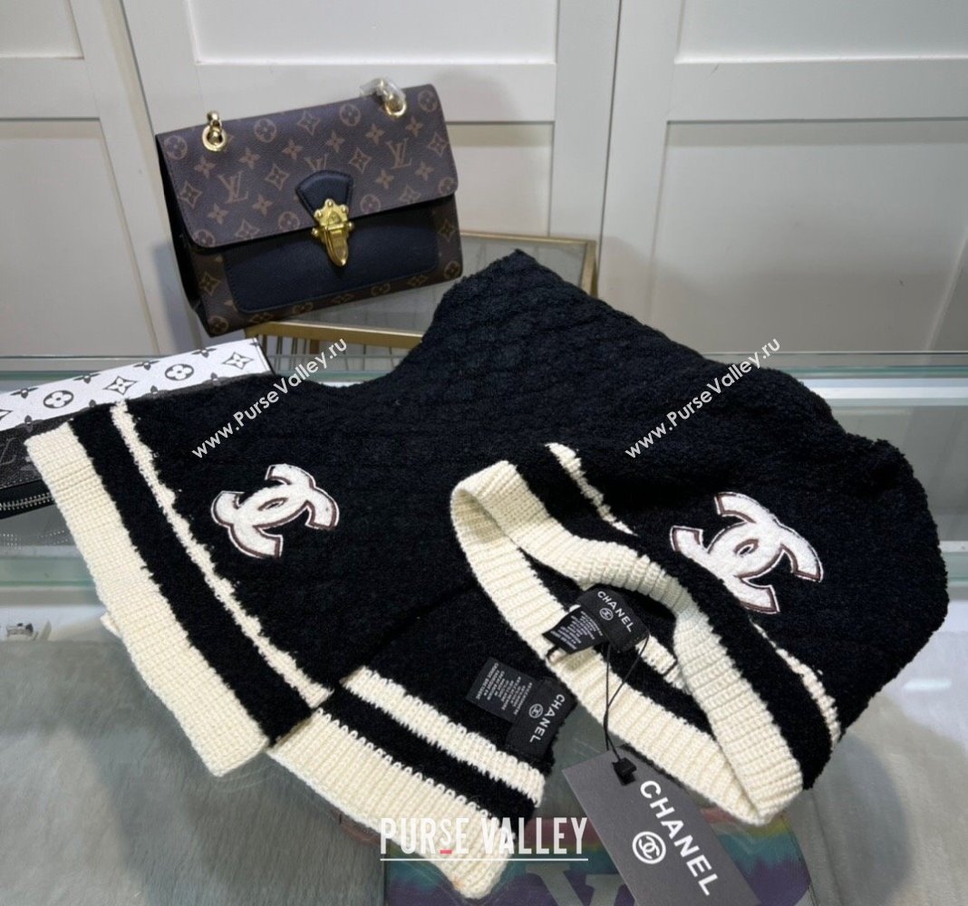 Chanel Long Scarf and Hat Set Black 2024 CH102113 (MAO-241021041)