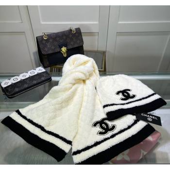 Chanel Long Scarf and Hat Set White 2024 CH102113 (MAO-241021043)