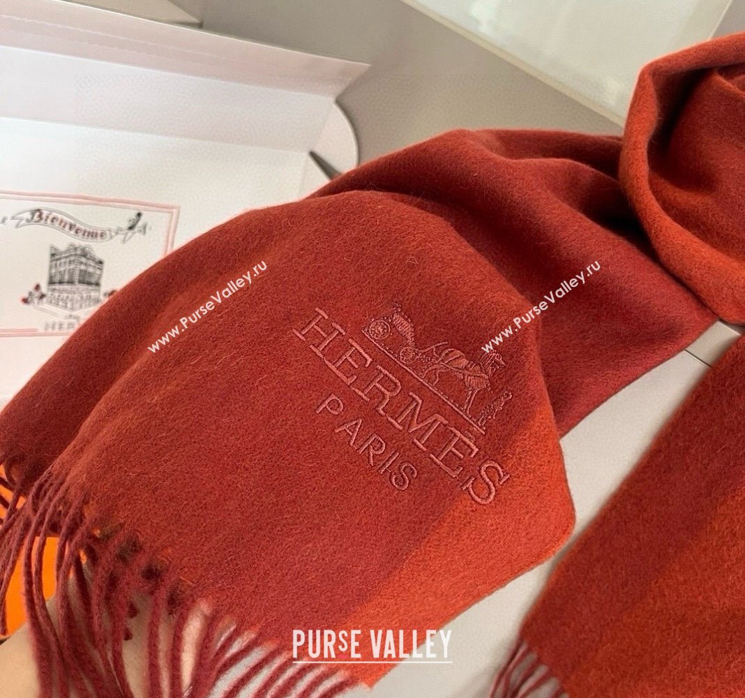 Hermes Cashmere Long Scarf 30x180cm Red 2024 1021001 (XMN-241021001)