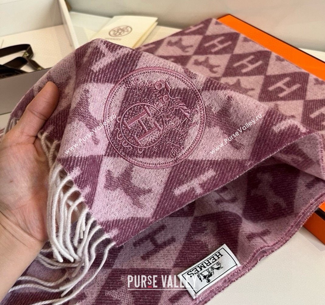 Hermes H Horse Cashmere Long Scarf 32x180cm Burgundy 2024 1021003 (XMN-241021005)