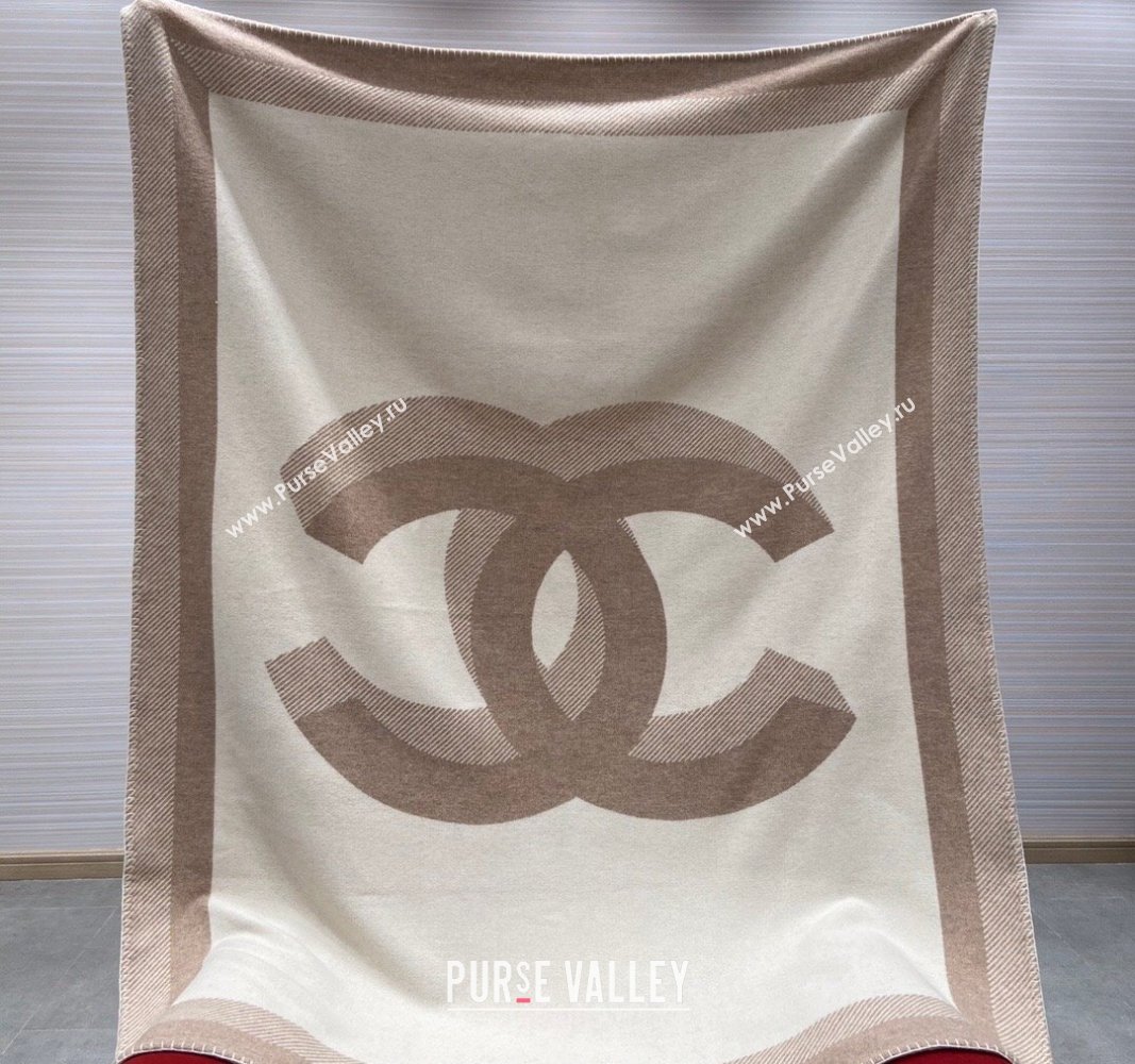 Chanel Wool and Cashmere Blanket 140x190cm Beige/White 2024 (A-241021056)