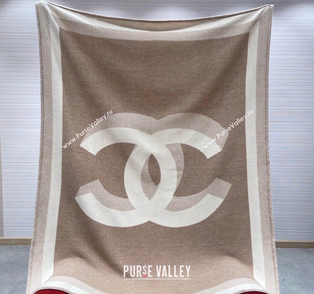 Chanel Wool and Cashmere Blanket 140x190cm Beige/White 2024 (A-241021056)