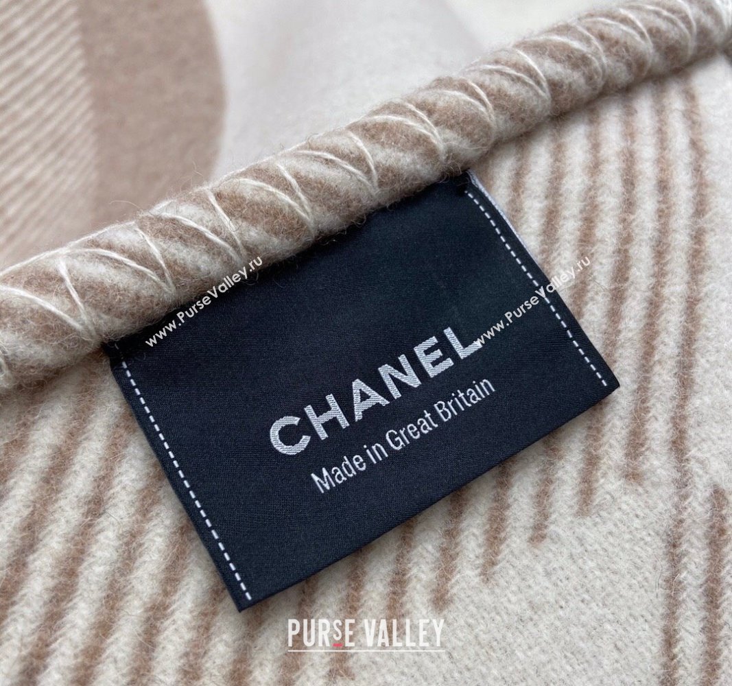 Chanel Wool and Cashmere Blanket 140x190cm Beige/White 2024 (A-241021056)