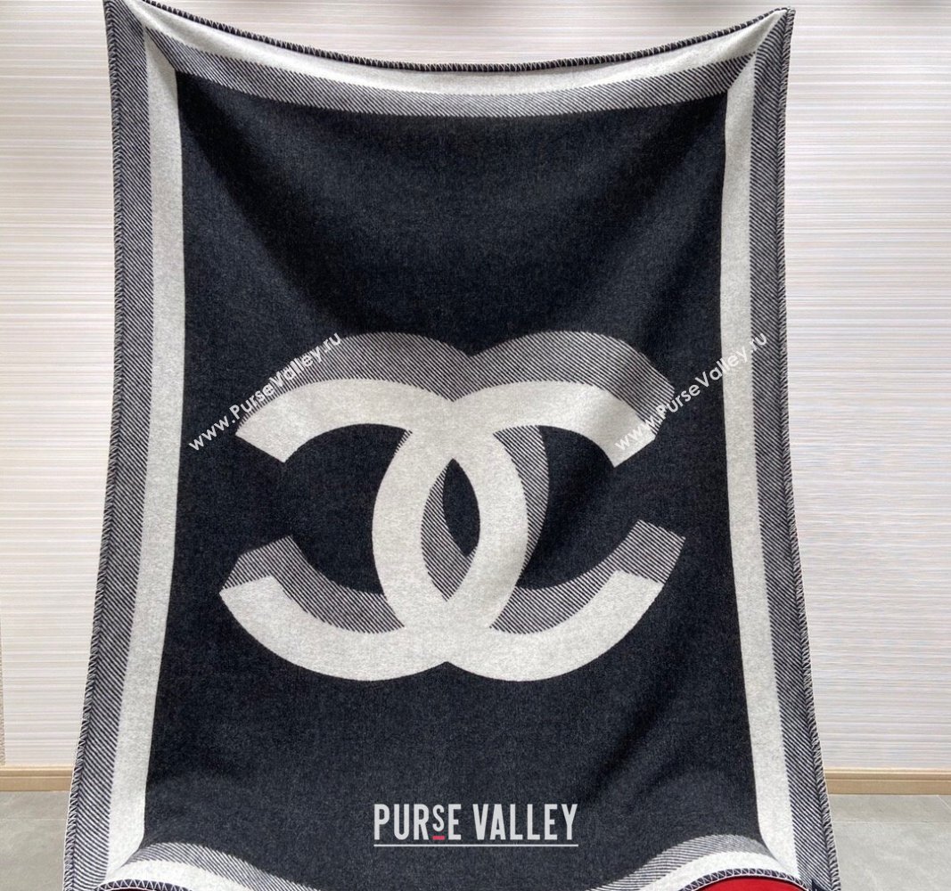 Chanel Wool and Cashmere Blanket 140x190cm Black 2024 (A-241021057)