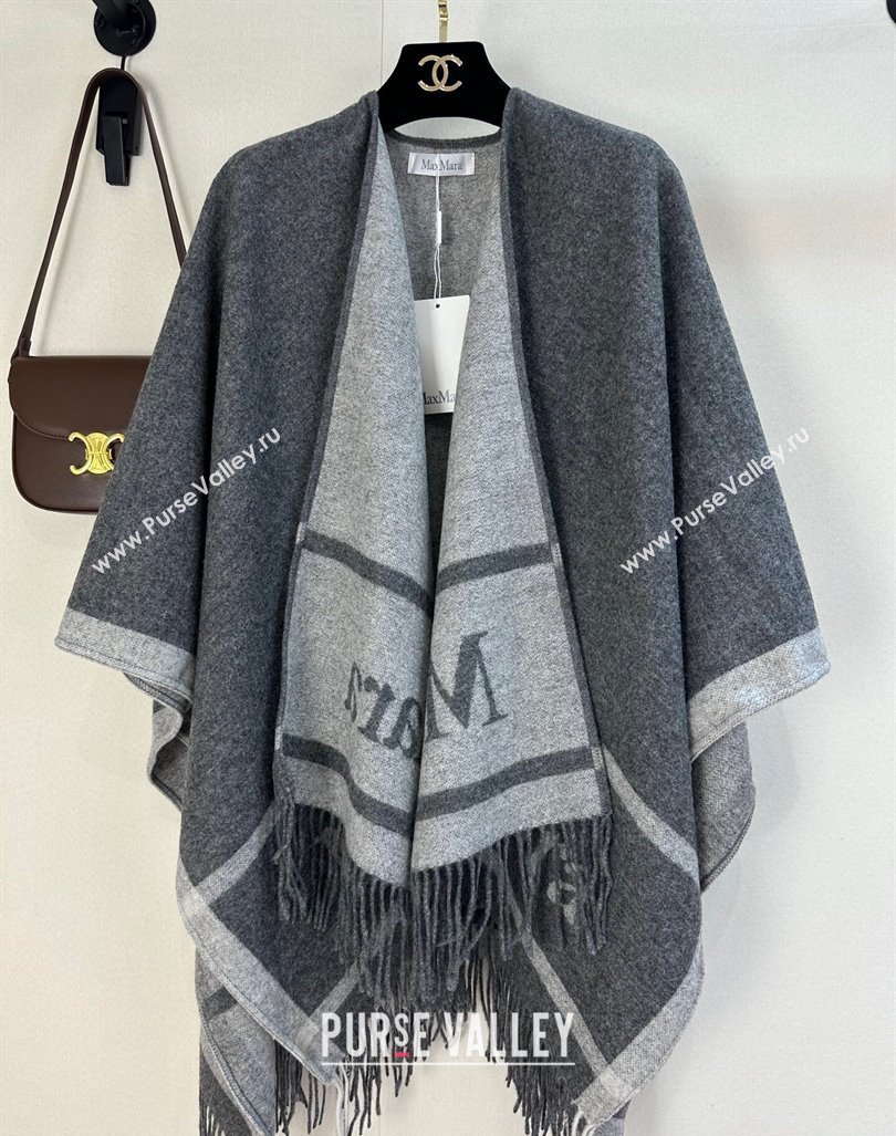 MaxMara Wool Cape 130x160cm Grey 2024 (A-241021058)