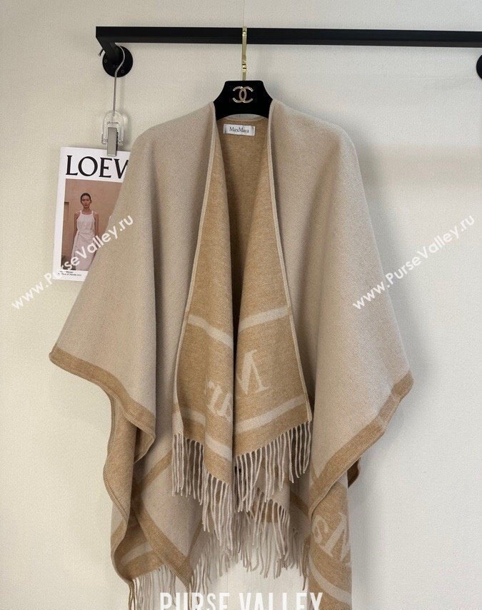 MaxMara Wool Cape 130x160cm Beige 2024 (A-241021059)