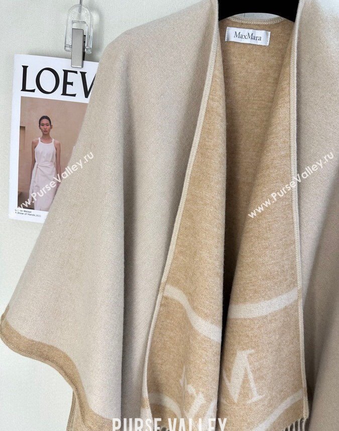 MaxMara Wool Cape 130x160cm Beige 2024 (A-241021059)