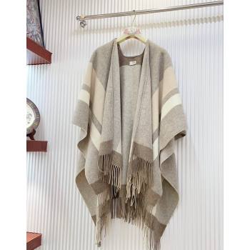 Celine Cashmere Wool Cape 135x165cm Beige/Grey 2024 (A-241021060)