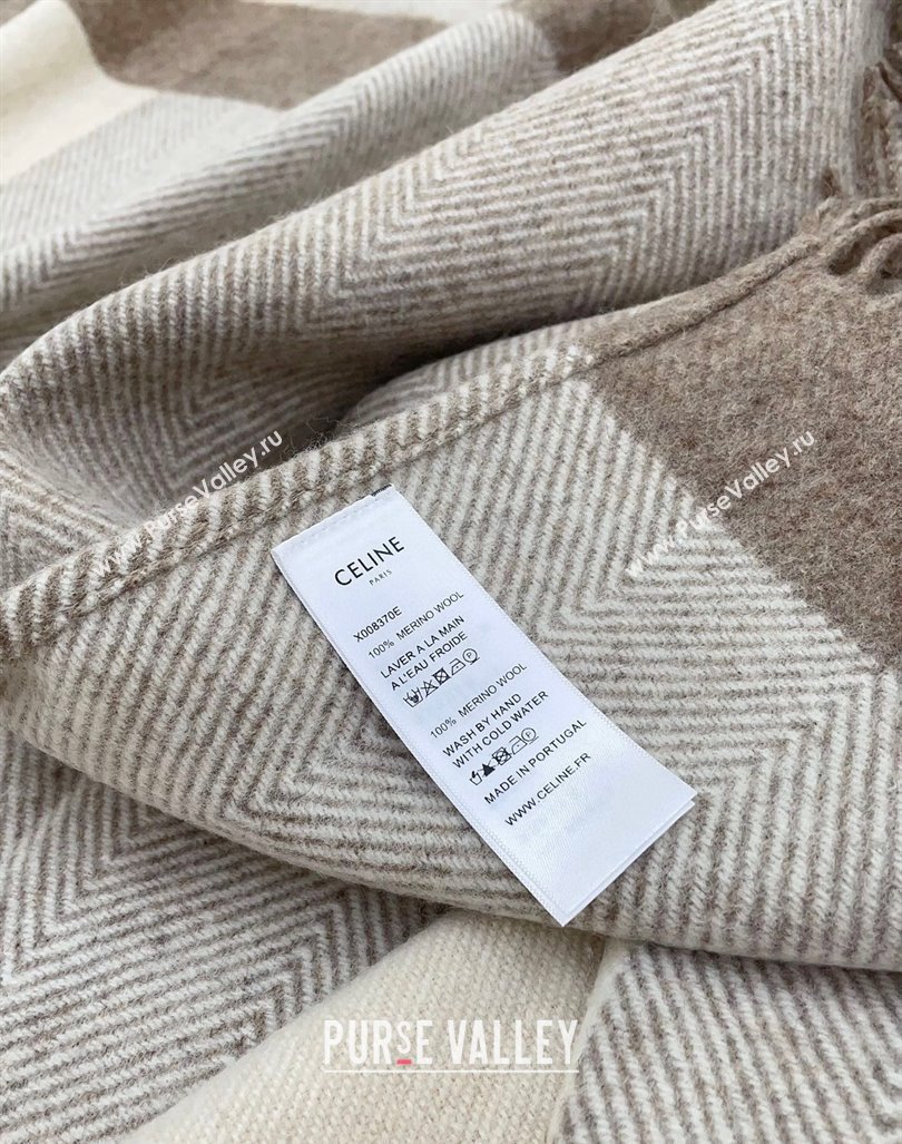 Celine Cashmere Wool Cape 135x165cm Beige/Grey 2024 (A-241021060)