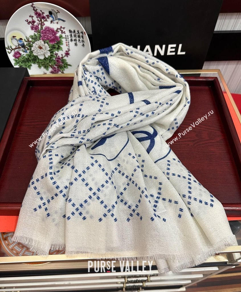 Chanel Cashmere Long Scarf 100x200 White 2024 CH102114 (A-241021061)