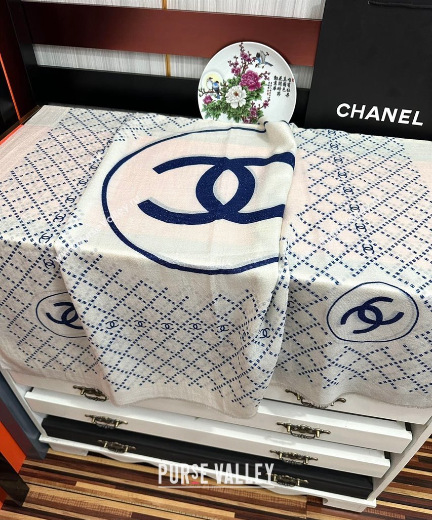 Chanel Cashmere Long Scarf 100x200 White 2024 CH102114 (A-241021061)