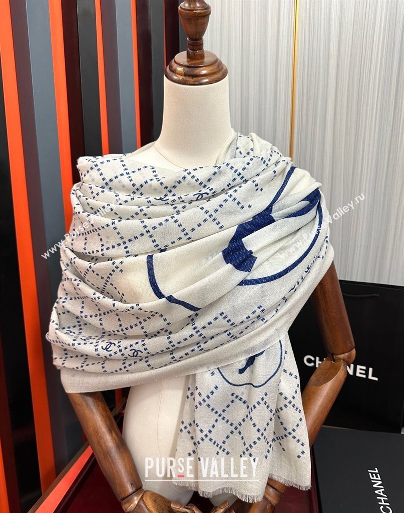 Chanel Cashmere Long Scarf 100x200 White 2024 CH102114 (A-241021061)