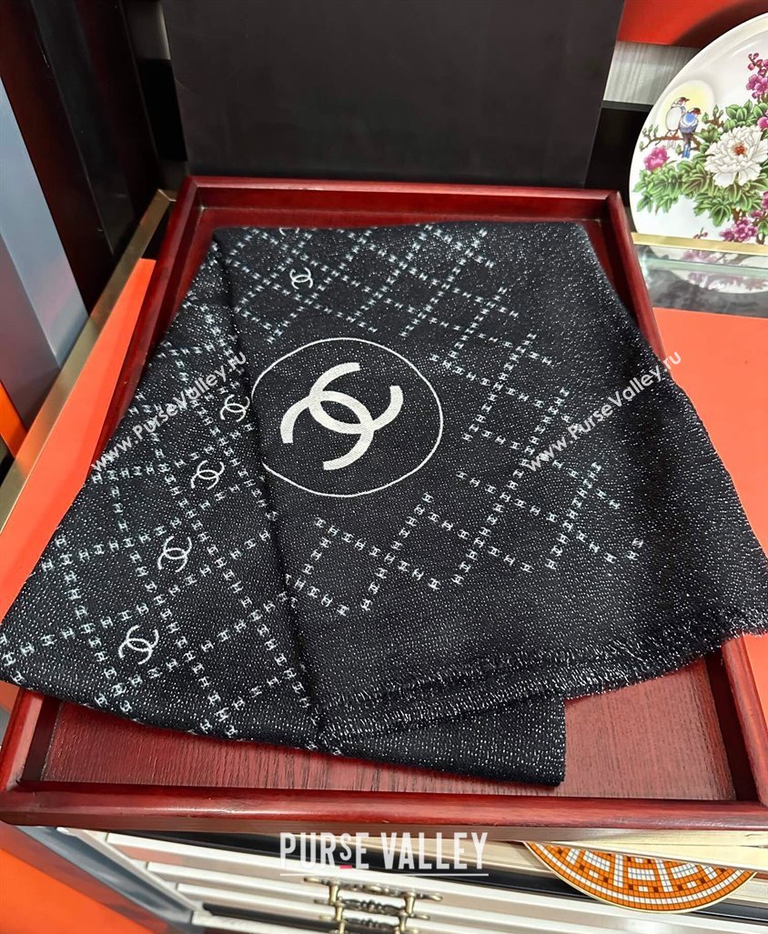 Chanel Cashmere Long Scarf 100x200 Black 2024 CH102114 (A-241021062)