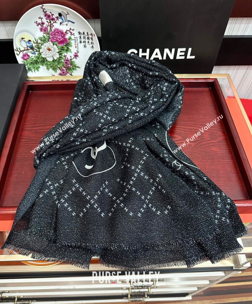 Chanel Cashmere Long Scarf 100x200 Black 2024 CH102114 (A-241021062)